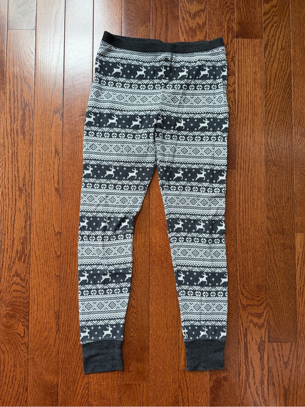 Old Navy Black & White Reindeer Fair Isle Leggings